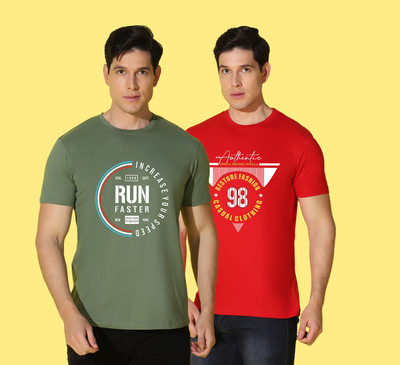 WOOSTRO Printed Men Round Neck Multicolor T-Shirt