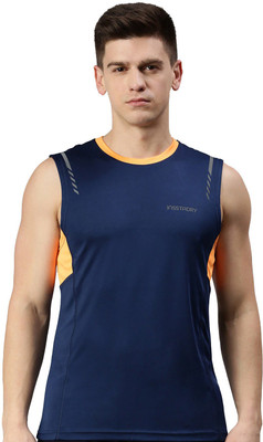 GENX INSSTADRY Solid Men Round Neck Dark Blue T-Shirt