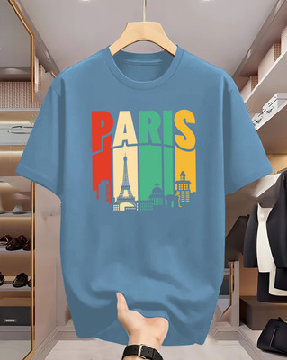 Beaumen Printed Men Round Neck Light Blue T-Shirt