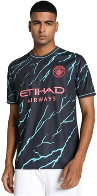 YUTU Printed Men Round Neck Blue, Black T-Shirt