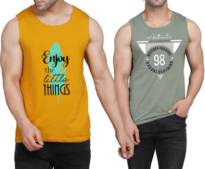 WOOSTRO Printed Men Round Neck Yellow, White, Light Green T-Shirt
