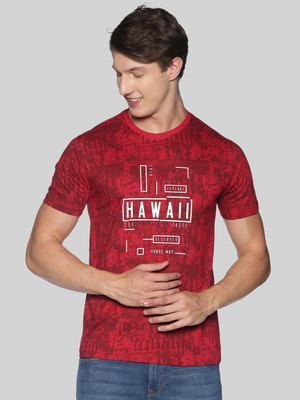 Force NXT Self Design Men Round Neck Red T-Shirt