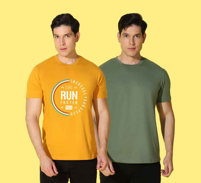 WOOSTRO Printed Men Round Neck Multicolor T-Shirt