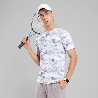Ajile By Pantaloons Washed/Ombre Men Round Neck White T-Shirt
