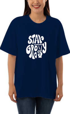 HouseOfCommon Graphic Print Women Round Neck Blue T-Shirt