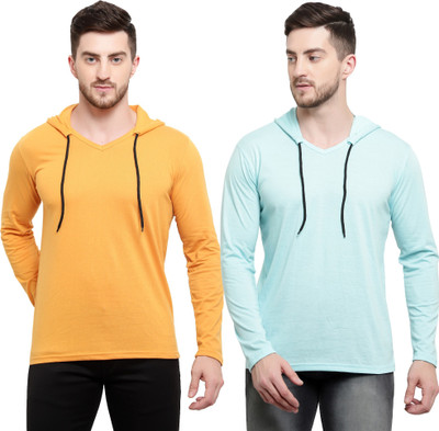 Adorbs Trend Solid Men Hooded Neck White T-Shirt