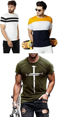 ATTITUDE START OF FASHION Printed Men Round Neck Multicolor T-Shirt