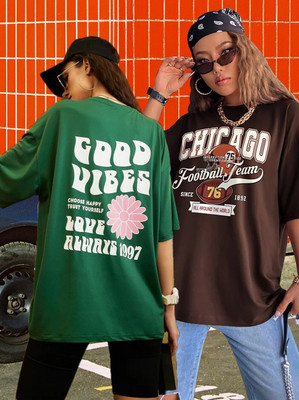 DreamBe Printed Women Round Neck Multicolor T-Shirt