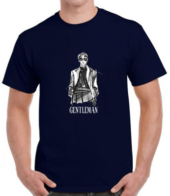 KNETLY Printed Men Round Neck Navy Blue T-Shirt