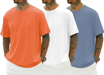DISINVENT Solid Men Round Neck Multicolor T-Shirt