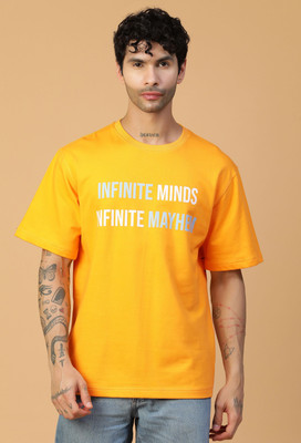 DILi CLOTHINGH Graphic Print Men Round Neck Yellow T-Shirt