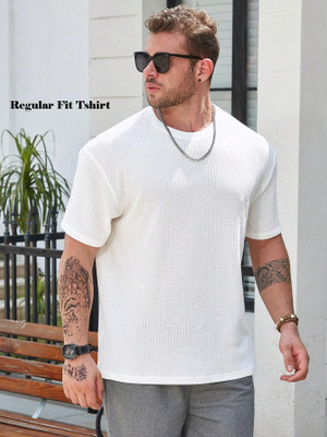The Modern Soul Self Design Men Round Neck White T-Shirt
