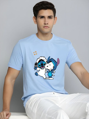 Moda Rapido Graphic Print Men Round Neck Light Blue T-Shirt