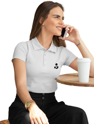 Fighterhero Printed Women Polo Neck Grey T-Shirt