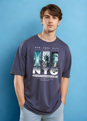 Smartees Printed Men Round Neck Blue T-Shirt