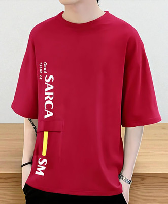 Autna Typography Men Round Neck Red T-Shirt