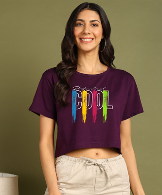 Moda Rapido Printed Women Round Neck Purple T-Shirt
