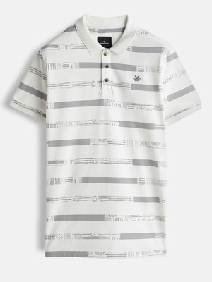 WROGN Printed Men Polo Neck White T-Shirt
