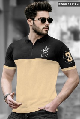 TRIPR Solid Men Polo Neck Multicolor T-Shirt