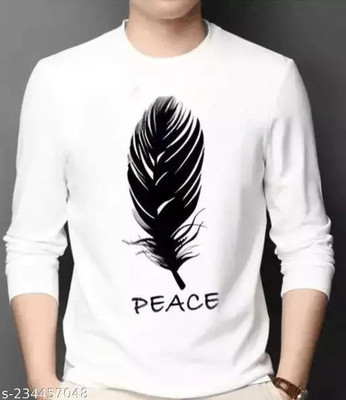 V DAS Graphic Print Men Round Neck White T-Shirt