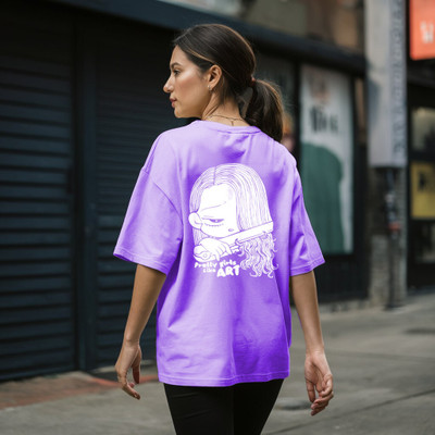 HouseOfCommon Graphic Print Women Round Neck Purple T-Shirt