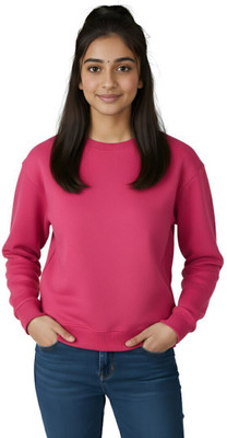 HouseOfCommon Solid Women Round Neck Pink T-Shirt