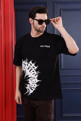 ADV FOODIE Printed Men Round Neck Black T-Shirt