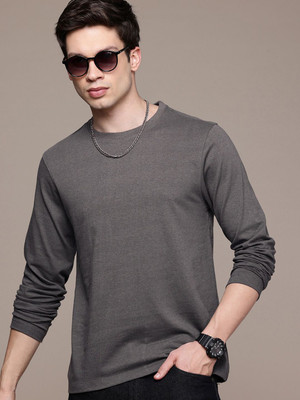 Moda Rapido Solid Men Round Neck Grey T-Shirt