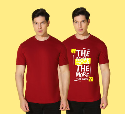 WOOSTRO Solid Men Round Neck Red T-Shirt
