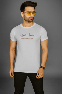 cool berg Printed, Typography Men Round Neck White T-Shirt