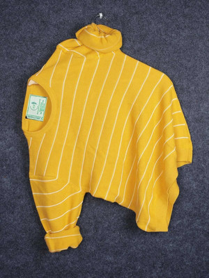 Grownk Self Design Men Round Neck Yellow T-Shirt