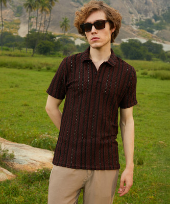CAMPUS SUTRA Striped Men Polo Neck Multicolor T-Shirt