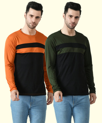 Dam Colorblock Men Round Neck Multicolor T-Shirt