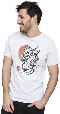 KRYONIX Printed Men Round Neck White T-Shirt