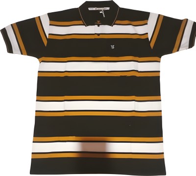 Fashion Mania Striped Men Polo Neck Multicolor T-Shirt