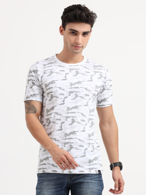 Texman Printed Men Round Neck White T-Shirt