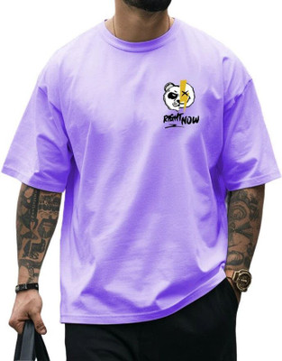 Arispo Graphic Print, Typography Men Round Neck Purple T-Shirt