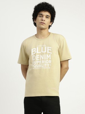 United Colors of Benetton Typography Men Round Neck Beige T-Shirt