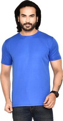 altius Solid Men Round Neck Blue T-Shirt