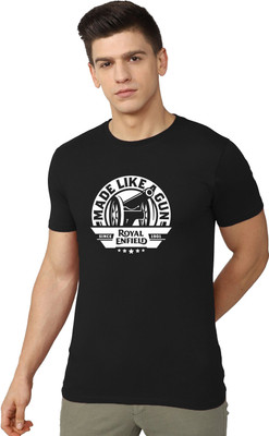 RULEDBYSUN Typography, Printed Men Round Neck Black T-Shirt