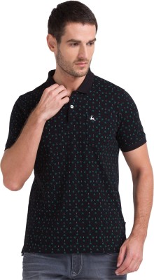 PARX Printed Men Polo Neck Black T-Shirt