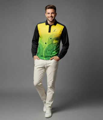 lookswala Graphic Print Men Polo Neck Multicolor T-Shirt