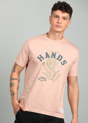 United Colors of Benetton Printed Men Round Neck Beige T-Shirt
