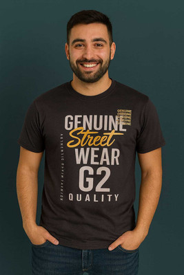 Be Fashionable Printed Men Round Neck Grey T-Shirt