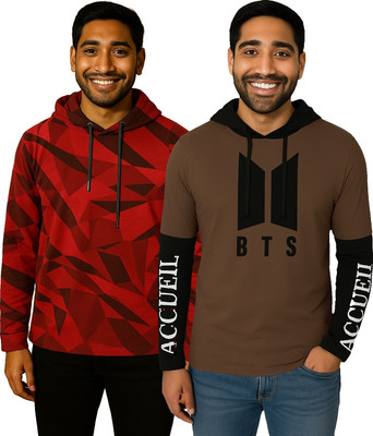 AnkuFashion Graphic Print Men Zip Neck Multicolor T-Shirt