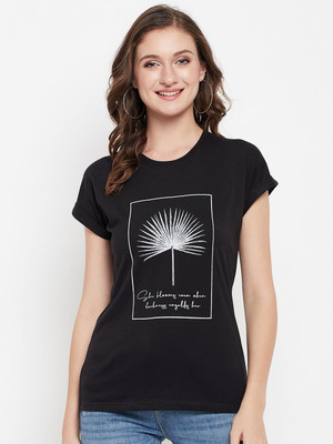 CANTABIL Printed Women Round Neck Black T-Shirt