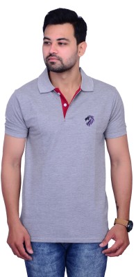 La Milano Solid Men Polo Neck Grey T-Shirt