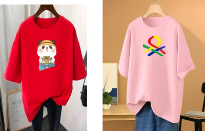 RAPTUROUS Printed Women Round Neck Red, Pink T-Shirt