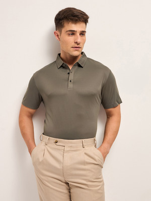 THE BEAR HOUSE Solid Men Polo Neck Brown T-Shirt