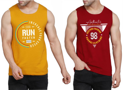 WOOSTRO Printed Men Scoop Neck Brown, Maroon T-Shirt